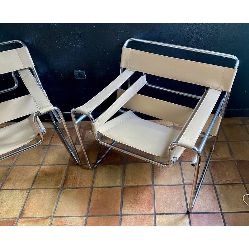 Paire de fauteuils vintage en metal chromé, 1980