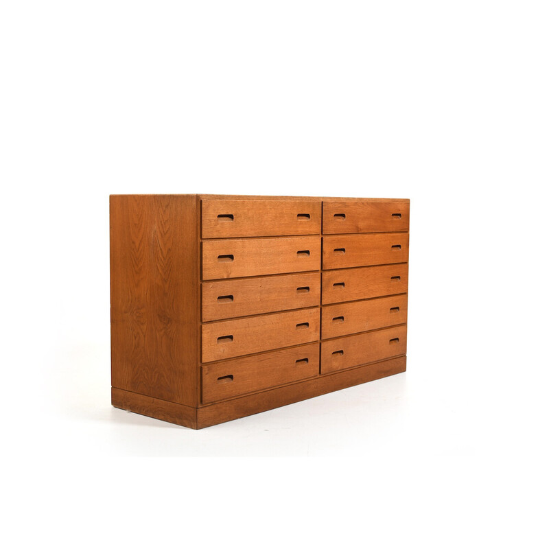 Vintage oak double chest of drawers by Børge Mogensen for FDB, Denmark 1960