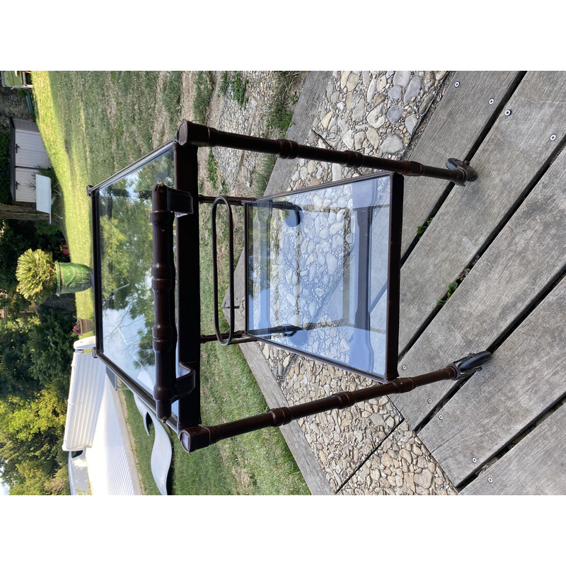 Vintage leather rolling table by Jacques Adnet