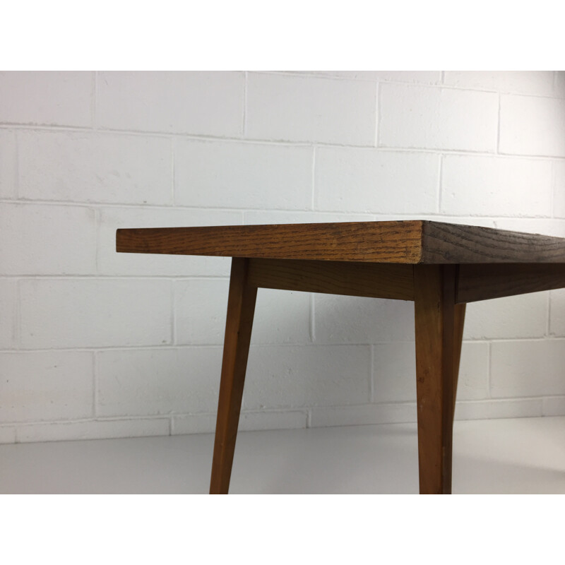 Big varnished ash lounge table - 1960s