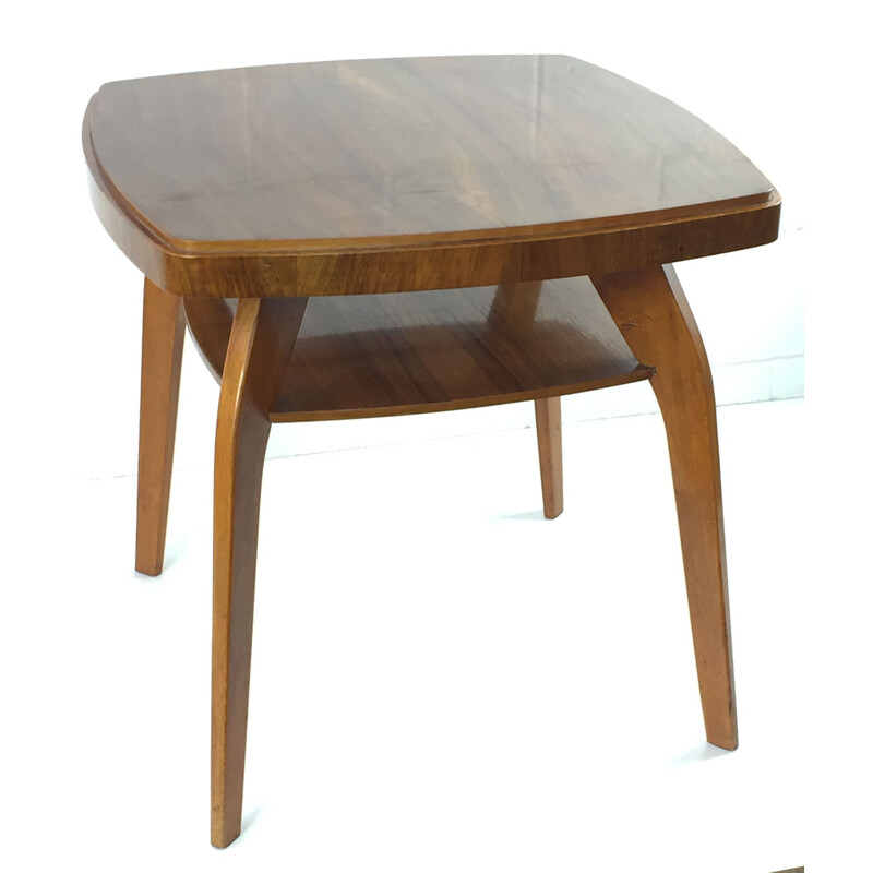 Mid century side table in wood with double tray - 1930s