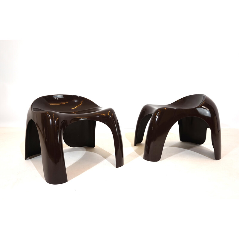 Pair of vintage Space Age plastic stools by Stacy Dukes for Artemide, Italy 1966