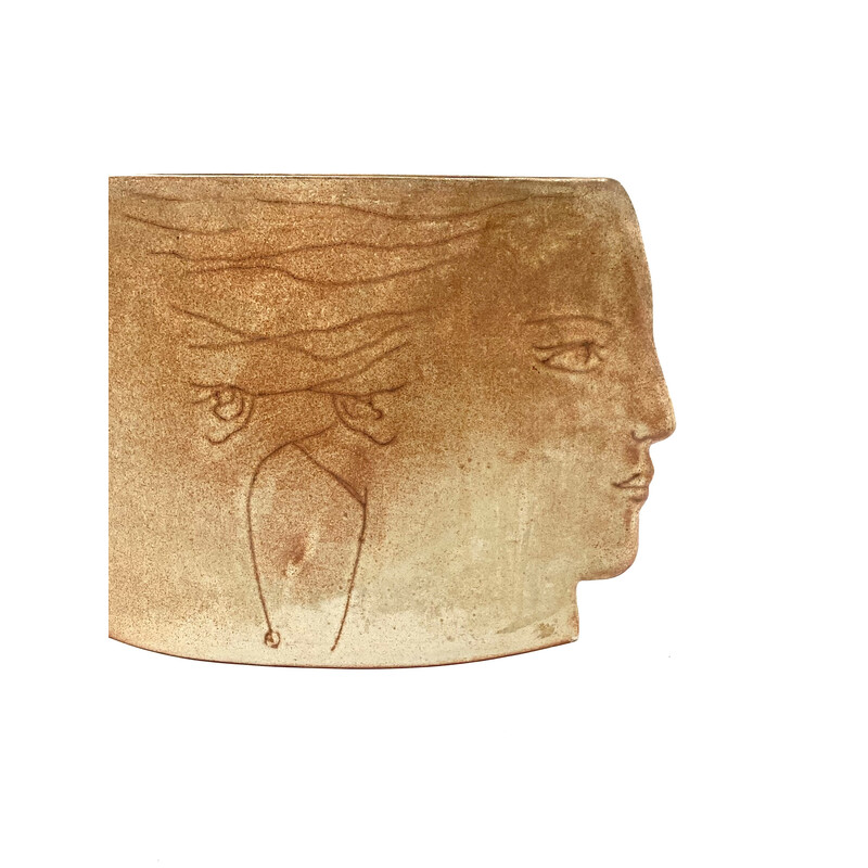 Vintage ceramic “faces” vase, France 1960