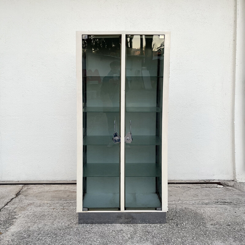 Armoire médicale vintage en verre à 2 portes, 1970