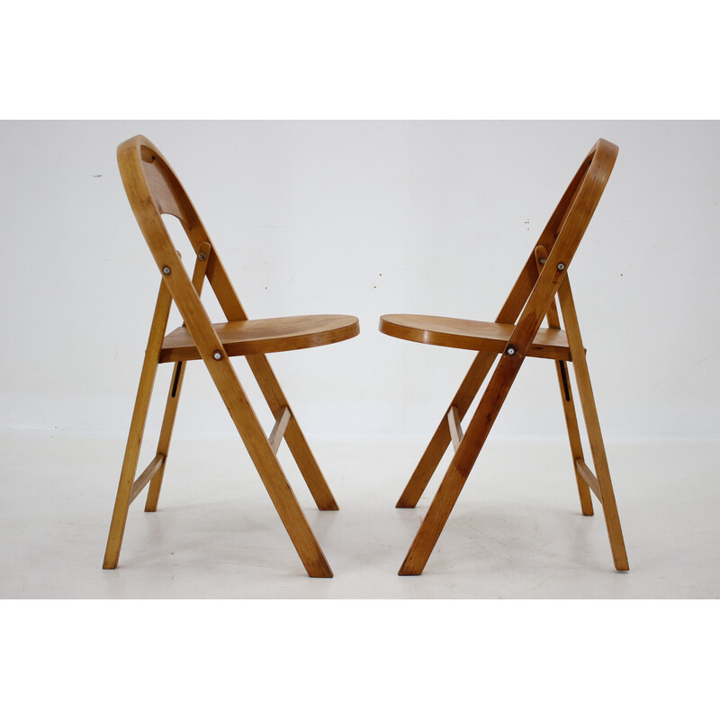 Pair of vintage B751 folding chairs for Ligna, Czechoslovakia 1950