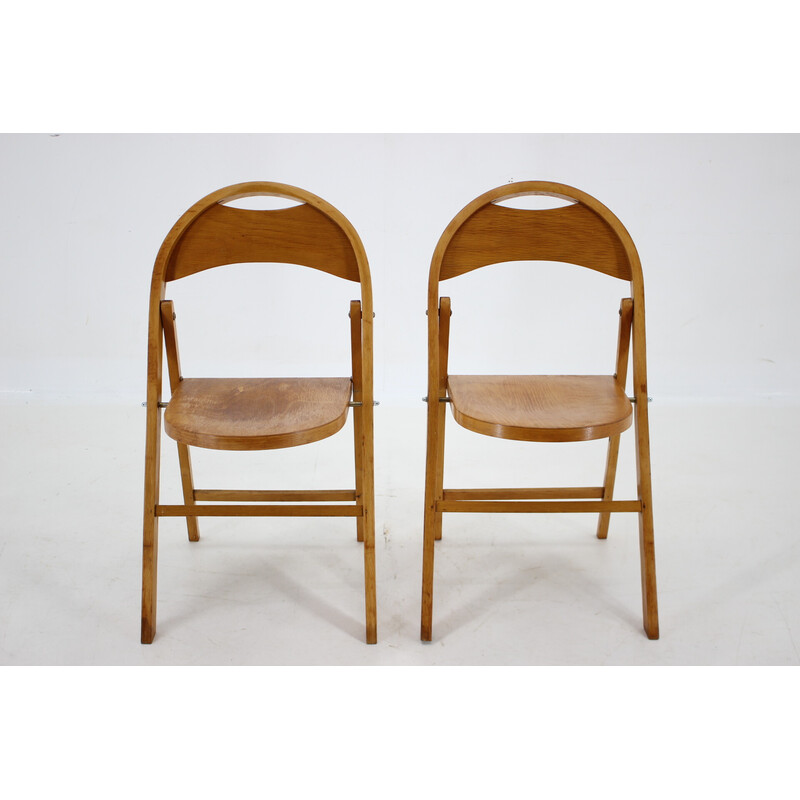 Pair of vintage B751 folding chairs for Ligna, Czechoslovakia 1950