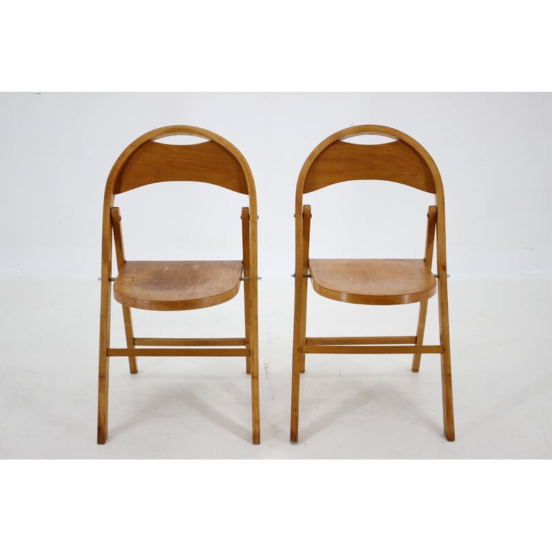 Pair of vintage B751 folding chairs for Ligna, Czechoslovakia 1950