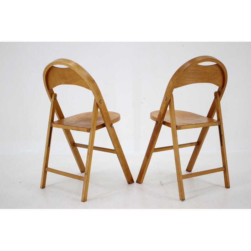 Pair of vintage B751 folding chairs for Ligna, Czechoslovakia 1950