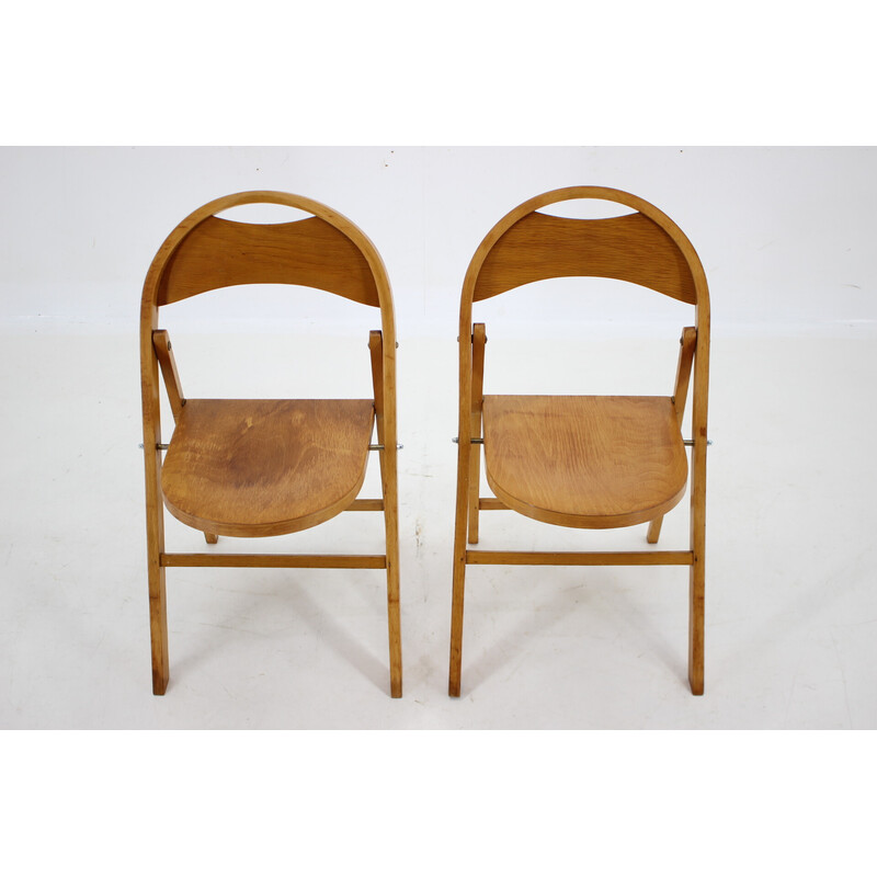 Pareja de sillas plegables vintage B751 para Ligna, Checoslovaquia 1950