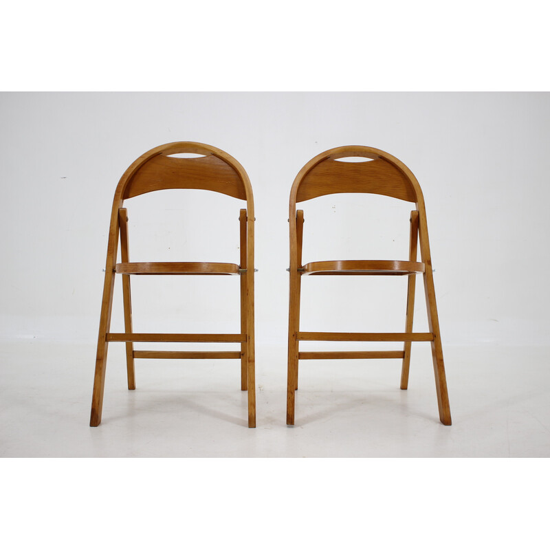 Pair of vintage B751 folding chairs for Ligna, Czechoslovakia 1950