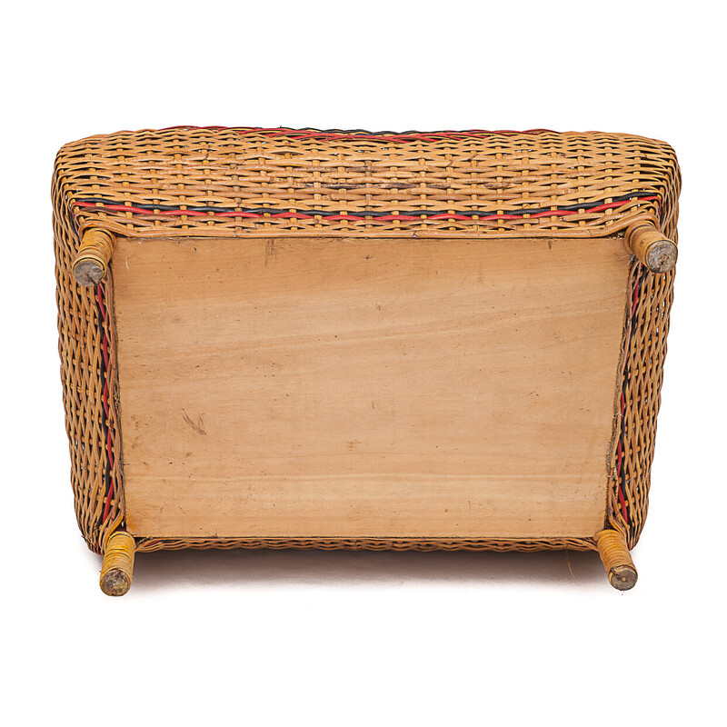 Vintage wicker and chiseled velvet storage set