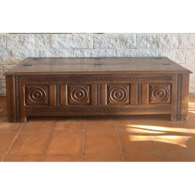 Vintage long chest in old wood
