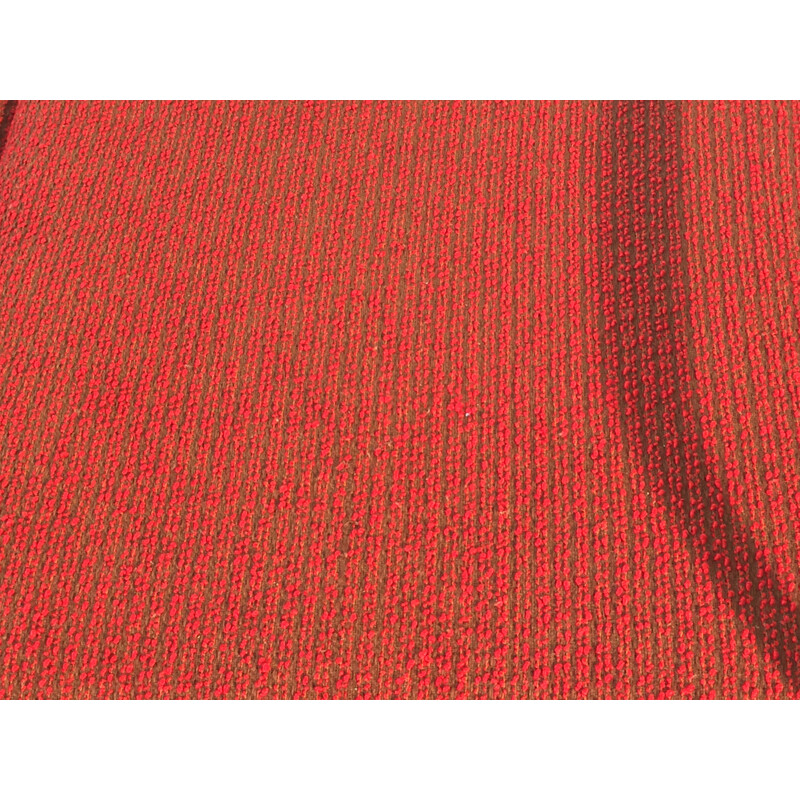 Canapé tubulaire rouge en chrome et en tissu à 3 places par Robert Slezak - 1930