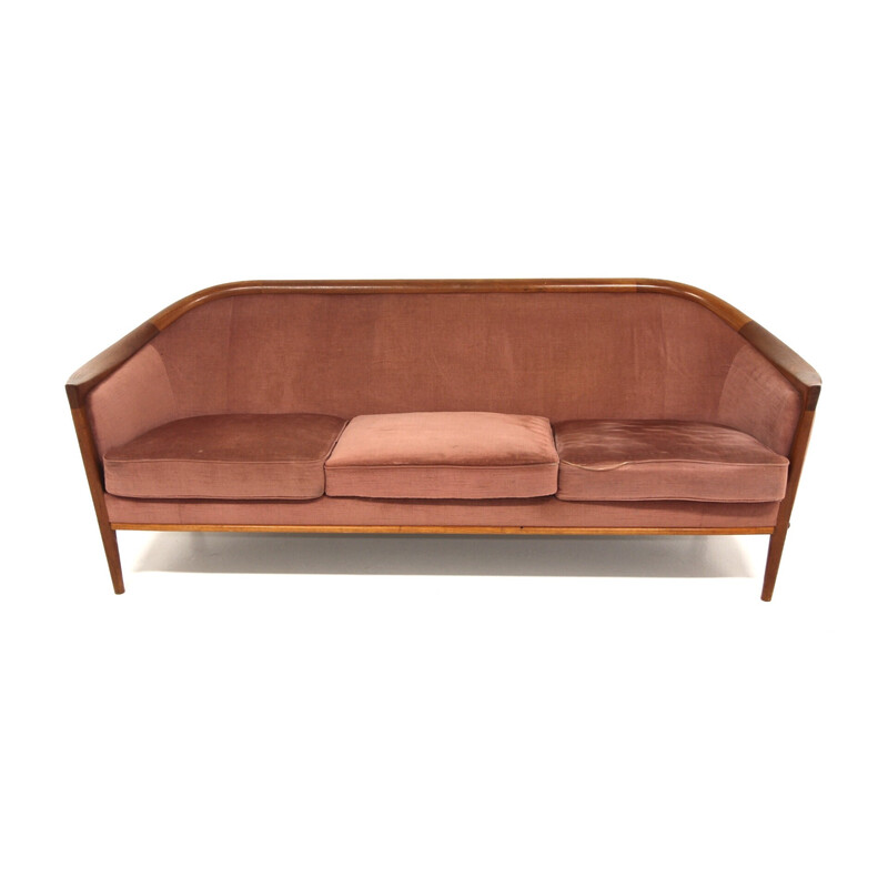 Vintage 3-seater sofa "Aristokrat" in teak and velvet for Bröderna Andersson, Sweden 1960