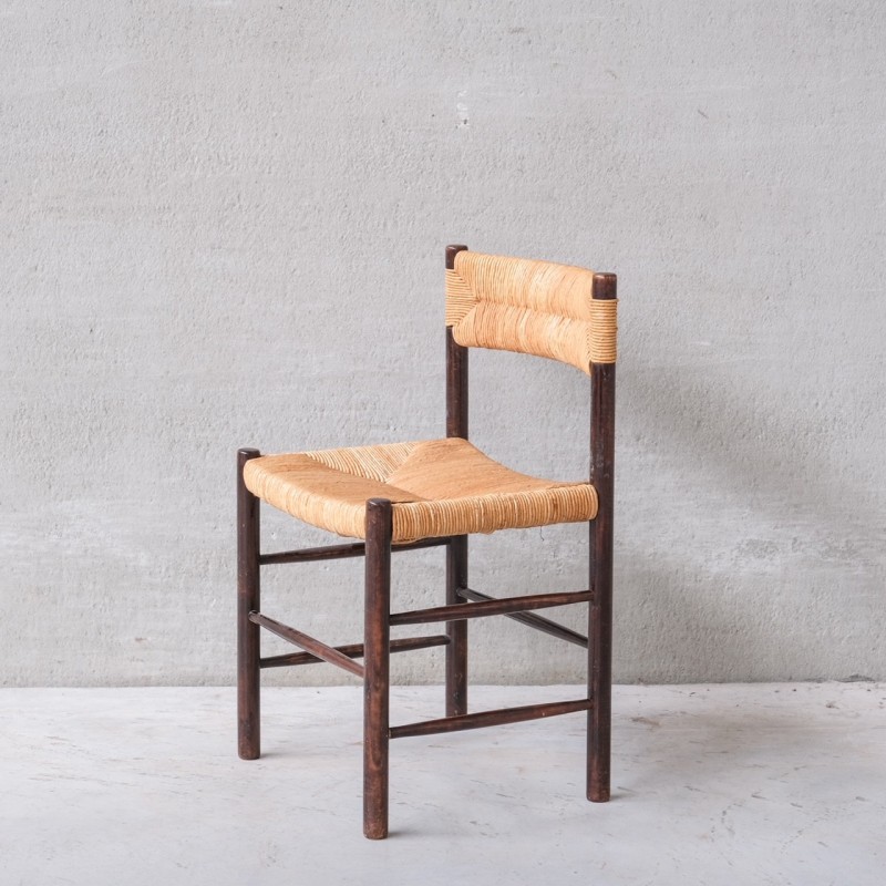 Satz von 4 Esszimmerstühlen "Dordogne" aus gebeiztem Holz von Charlotte Perriand für Robert Sentou, Frankreich 1950