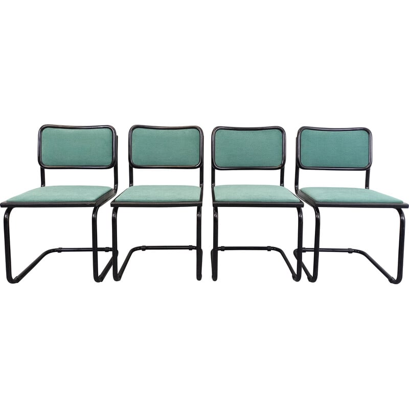 Set of 4 vintage black metal chairs by Marcel Breuer