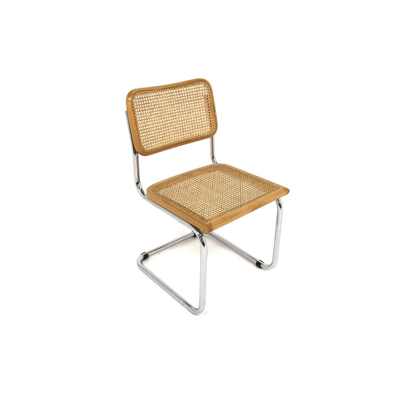 Vintage "B32" chair in chrome steel and beech by Marcel Breuer, Italy 1990