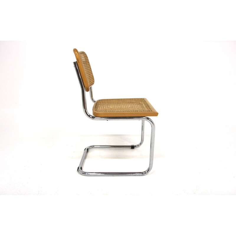 Vintage "B32" chair in chrome steel and beech by Marcel Breuer, Italy 1990