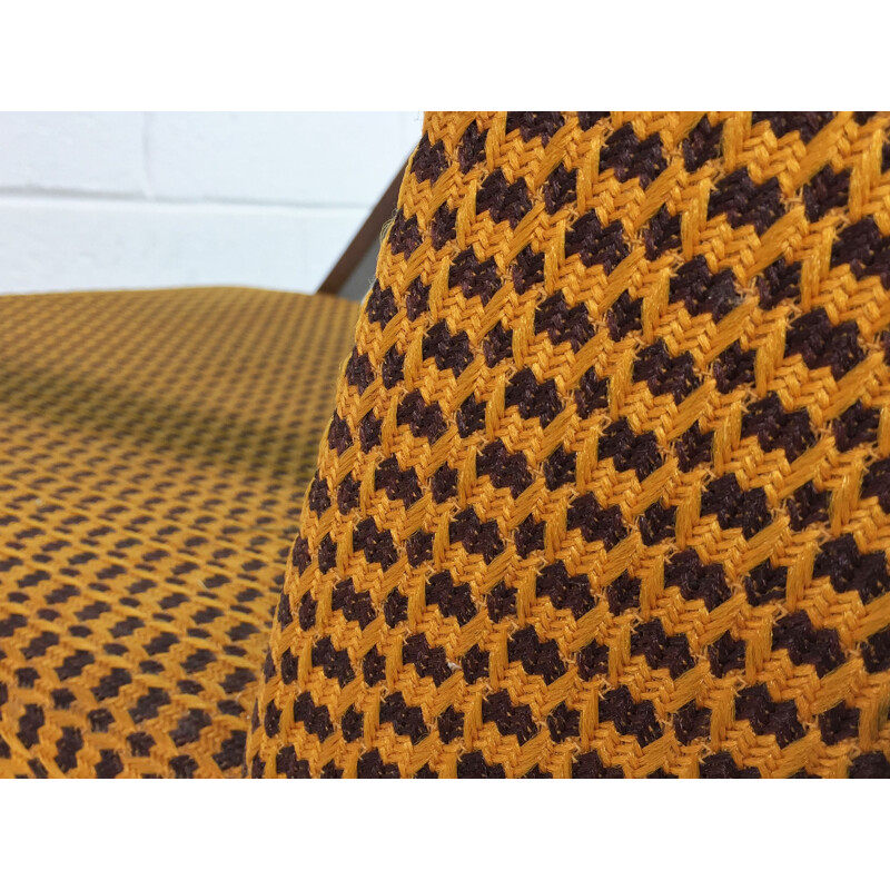 Yellow armchair in wood and fabric - 1960s