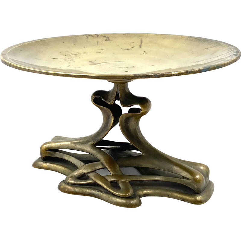Centre de table vintage Art Nouveau en laiton et bronze, France 1910