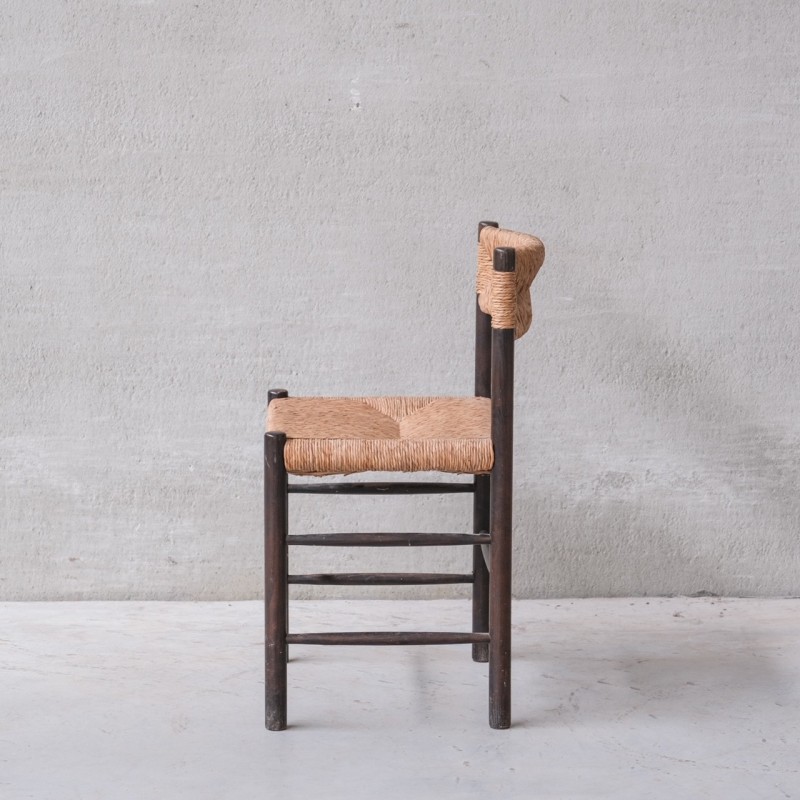 Satz von 3 Esszimmerstühlen "Dordogne" aus gebeiztem Holz von Charlotte Perriand für Robert Sentou, Frankreich 1950