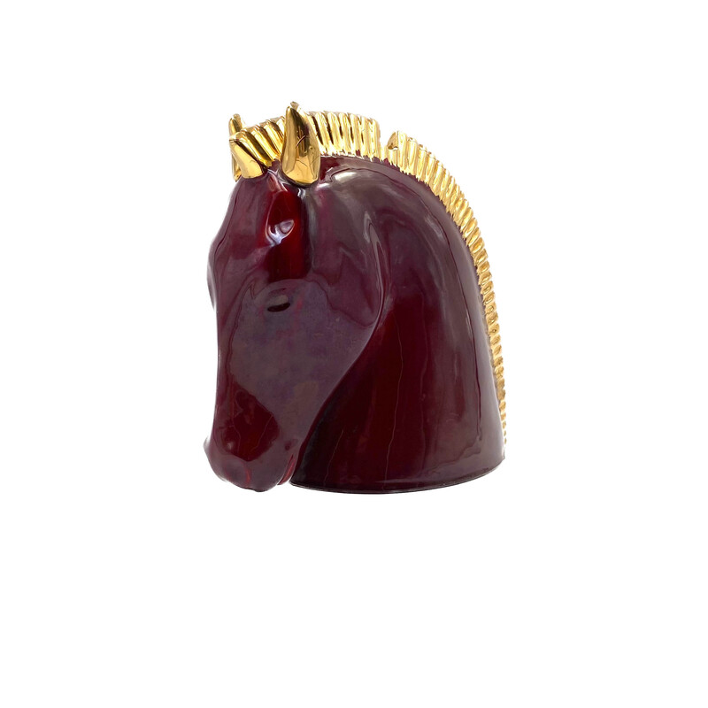 Vintage ceramic horse head vase, Italy 1970