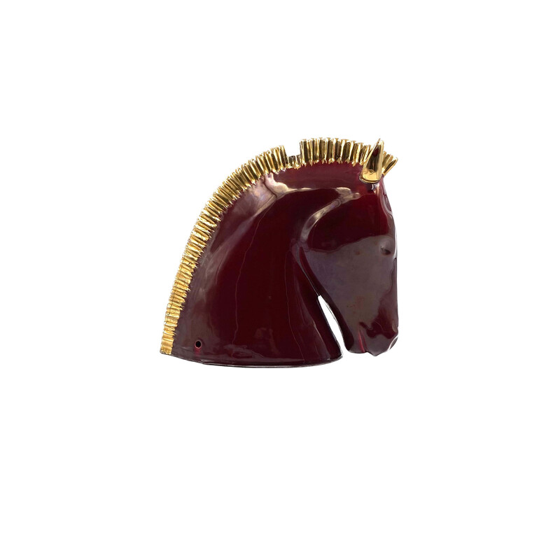 Vintage ceramic horse head vase, Italy 1970