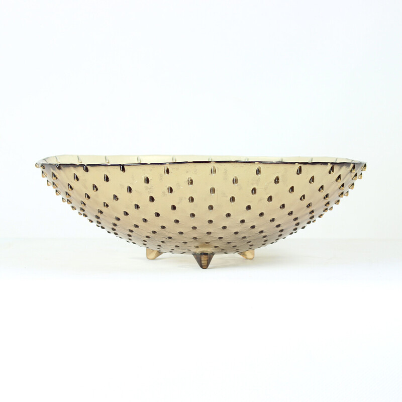 Vintage teardrop studded glass bowl, 1970