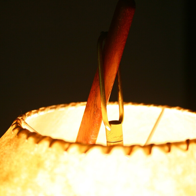 Beige floor lamp in teak and paper designed by J.T. Kalmar - 1960s 