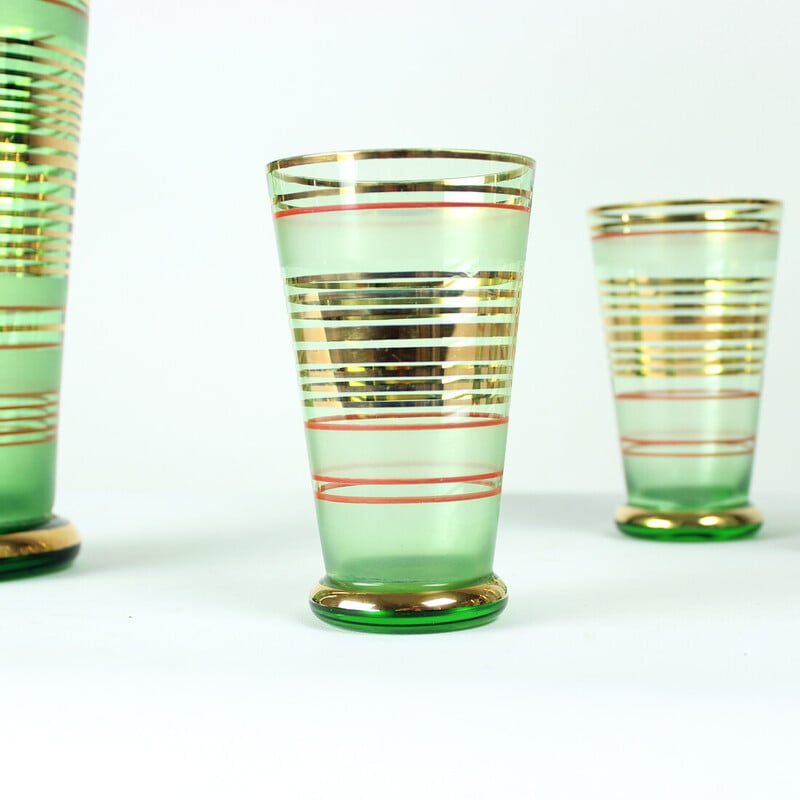 Vintage drinking glass set by Borske Sklo, Czechoslovakia 1960
