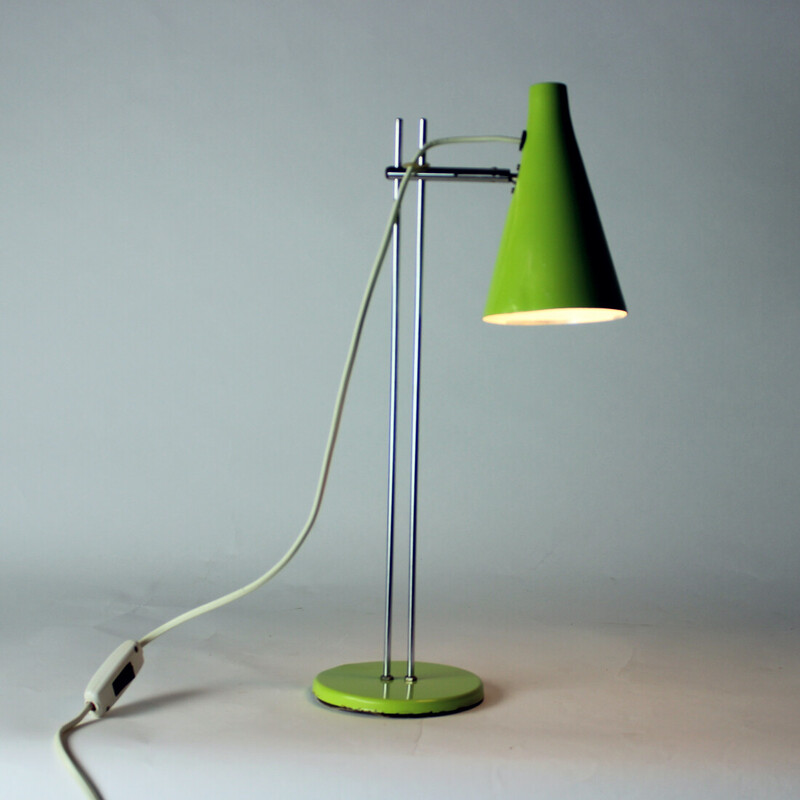 Vintage gelakt metalen tafellamp van Josef Hurka voor Lidokov, Tsjecho-Slowakije 1960