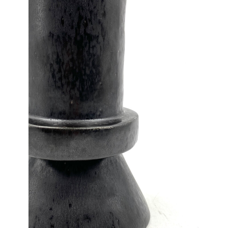 Vintage black ceramic vase, Italy 1980