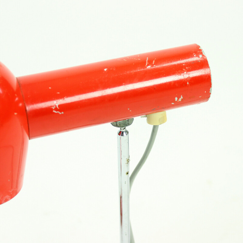 Paire de lampes de table vintage en métal rouge et chrome par Josef Hurka pour Napako, Tchécoslovaquie 1960