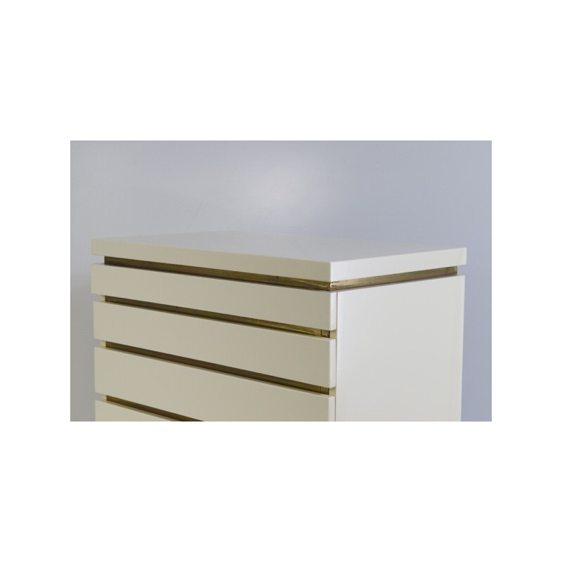 Vintage ivory-cream 5-drawer chest by Jean-Claude Mahey, 1970