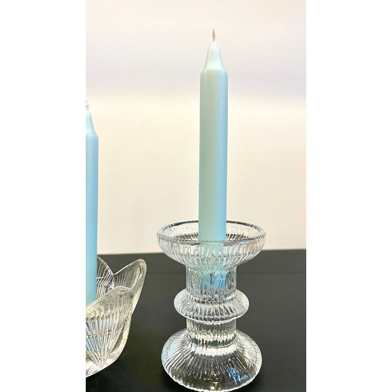 Set of 3 vintage crystal candlesticks, France