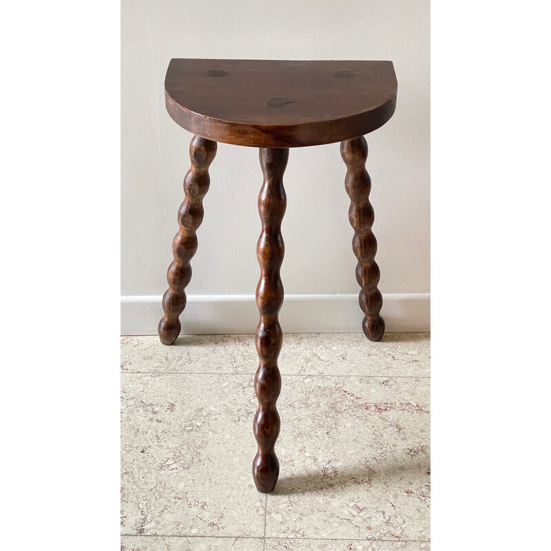 Vintage Tripod stool in turned solid wood