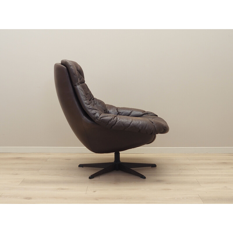 Fauteuil vintage pivotant en cuir par H. W. Klein pour Bramin, Danemark 1960