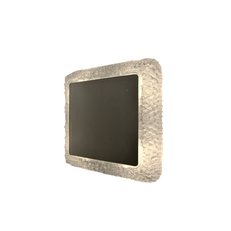 Vintage square backlit plexiglass mirror, 1960