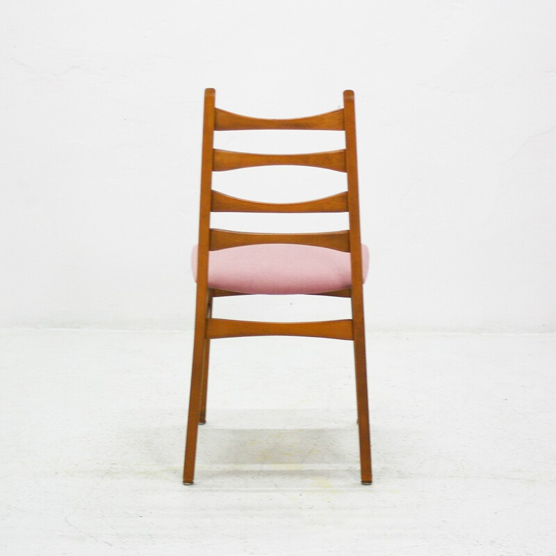 Set of 4 pink dining chairs in beechwood - 1950s