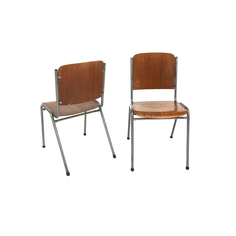 Paire de chaises vintage en teck et métal, Suède 1960