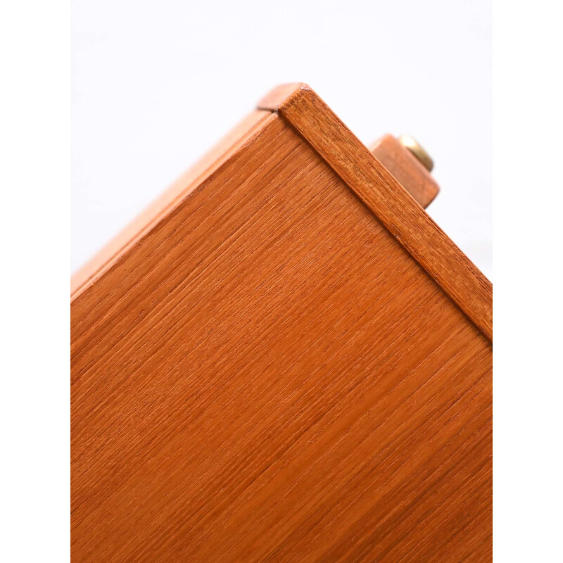 Table de chevet vintage en teck avec tiroir et plateau porte-revues