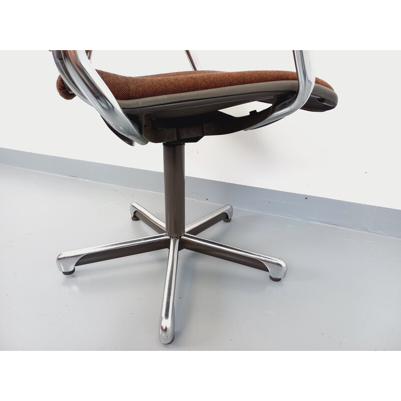 Fauteuil de bureau vintage en chrome et tissu pour Steelcase Strafor vintage, 1970