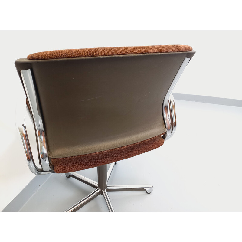 Fauteuil de bureau vintage en chrome et tissu pour Steelcase Strafor vintage, 1970