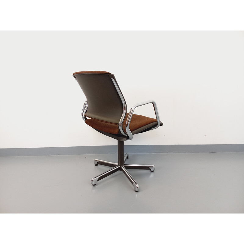 Fauteuil de bureau vintage en chrome et tissu pour Steelcase Strafor vintage, 1970