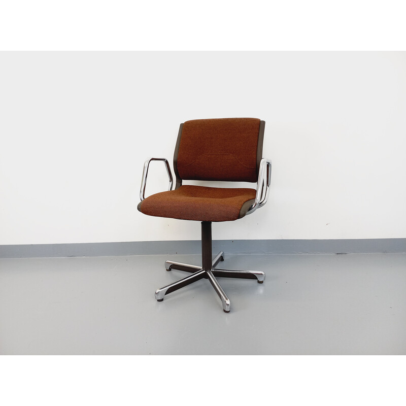 Vintage office chair in chrome and fabric for Steelcase Strafor vintage, 1970