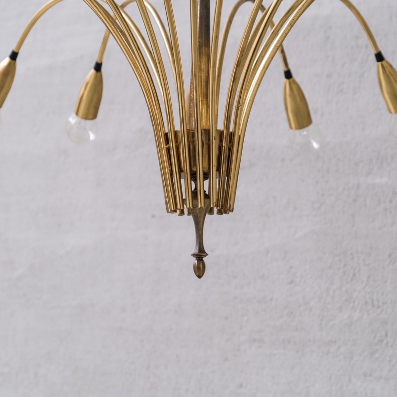 Vintage brass chandelier with 18 arms, Italy 1970