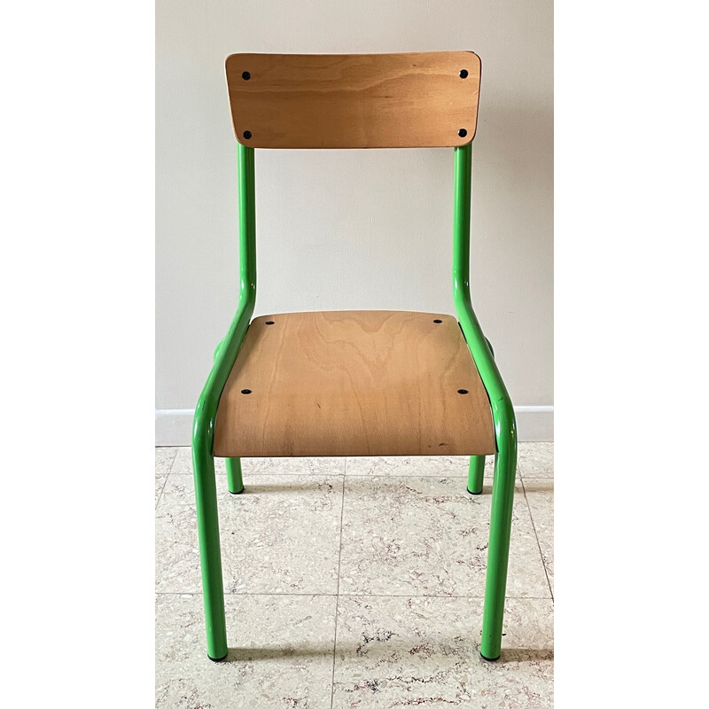 Chaise d'école vintage verte pour enfant