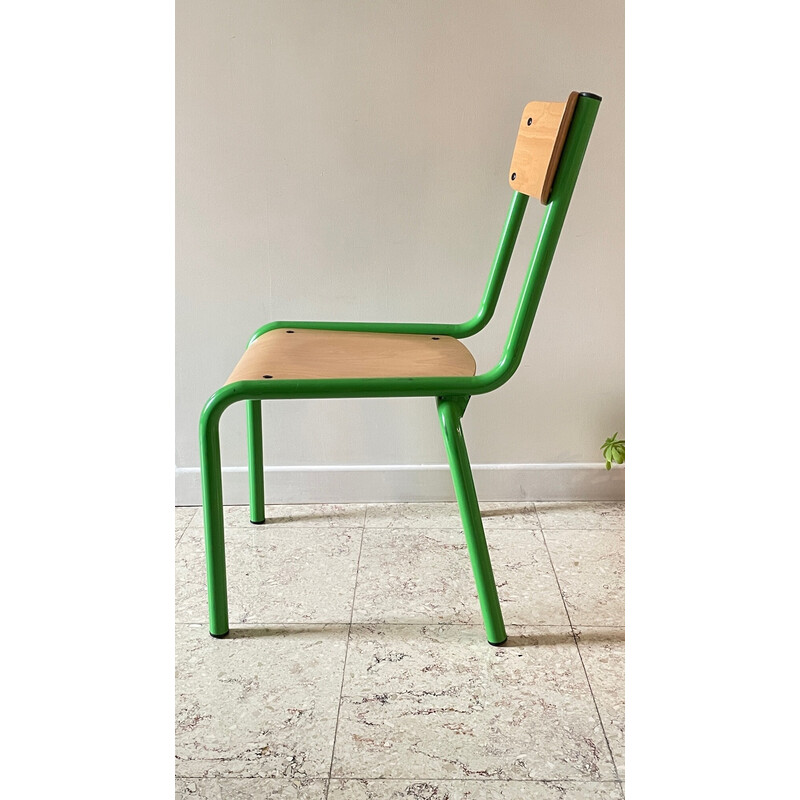 Chaise d'école vintage verte pour enfant