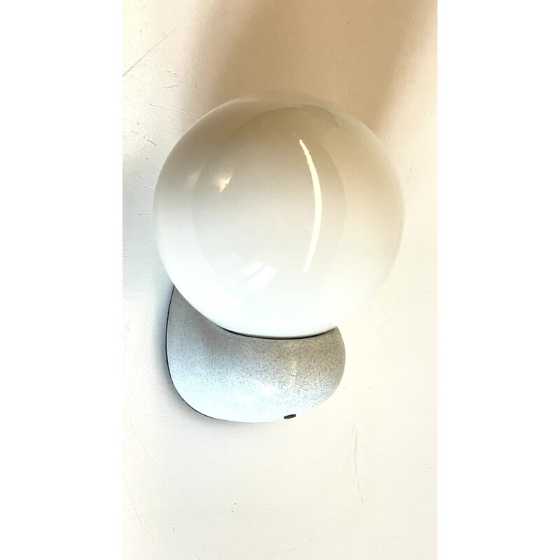 Vintage Space Age wall lamp in white opaline glass for Tissot, France 1970