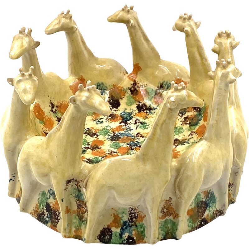 Vintage ceramic giraffe centerpiece, Italy 1990